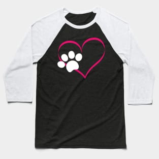Cute Dog And Cat product With I Love Dogs Paw Print And Heart Baseball T-Shirt
